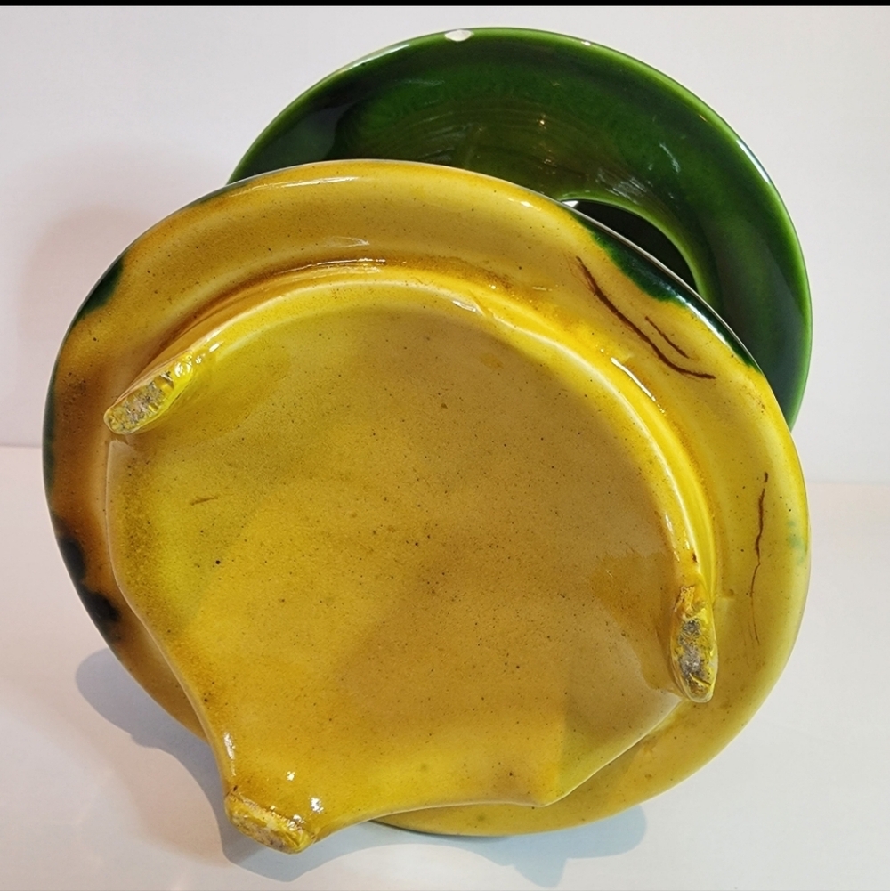 Vntg Majolica Flower Frog Asian Pagoda Style - Picture 5 of 11
